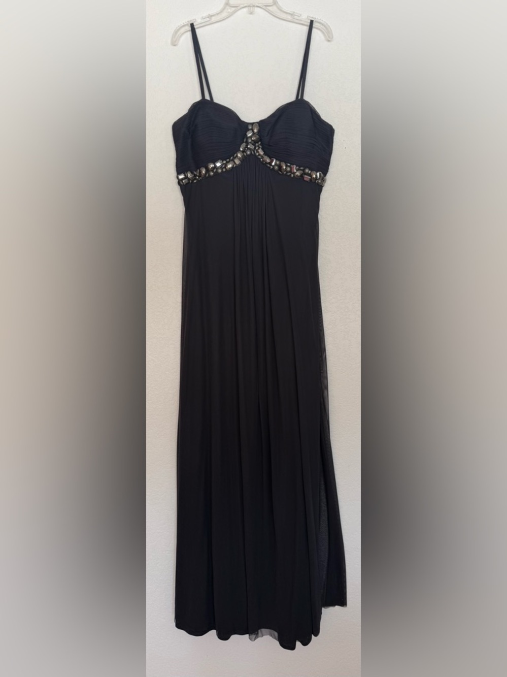 JS Boutique Black Beaded Empire Maxi Dress